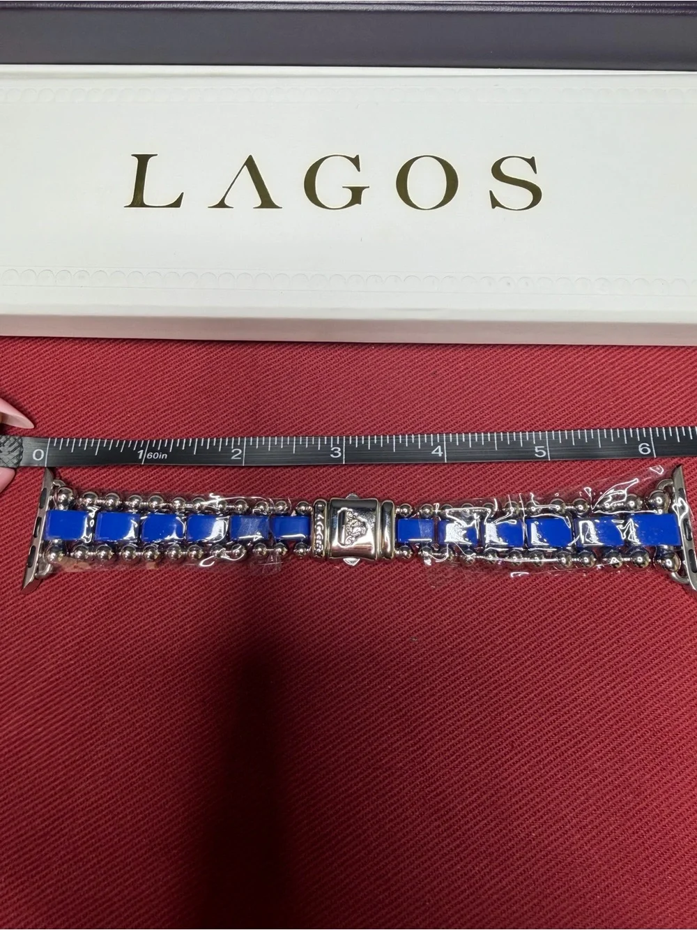 LAGOS Sterling Silver & Blue Ceramic Apple Watch Band